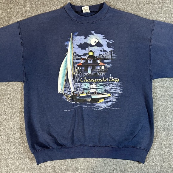 Fruit of the Loom Other - Vintage 1994 Chesapeake Bay Mens XL Blue Graphic Logo Sweatshirt Long Sleeve USA